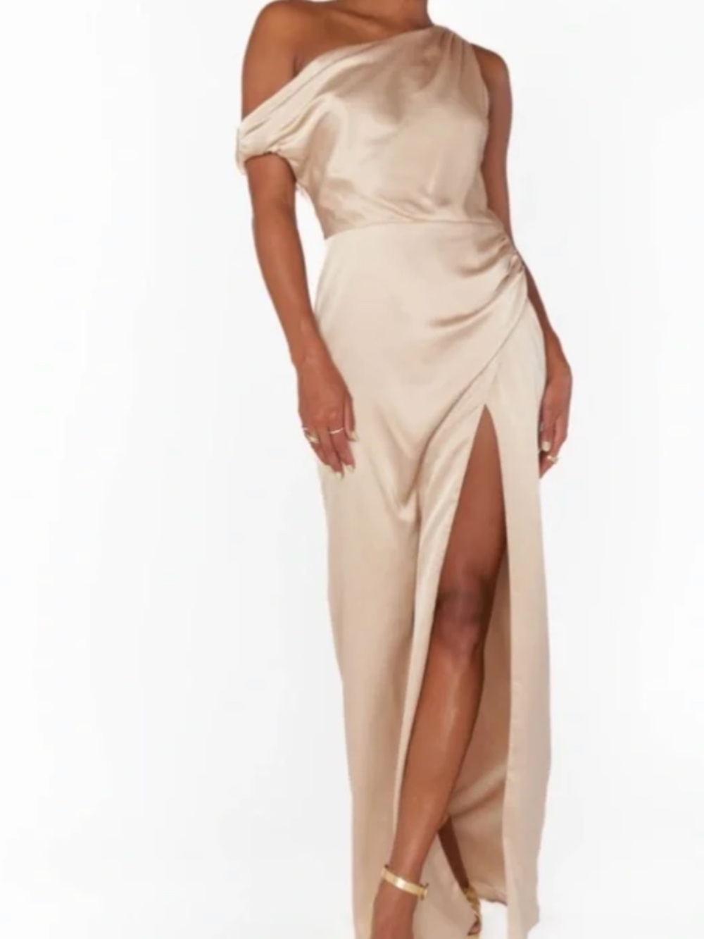 Show Me Your MuMu Jodie Dress in Champagne Satin, Size Medium